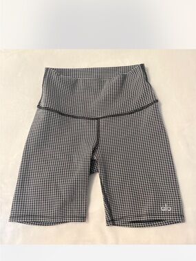 ALO Yoga Black and White Houndstooth High-Waist Athletic Shorts